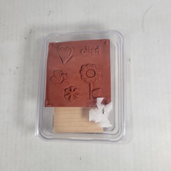 New Unmounted Stampin' Up Set of 4 Hello Again Flower Heart Butterfly - Picture 1 of 3